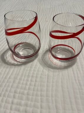 Pier 1 Clear Swirline Stemless Wine Glasses (Set of 2)